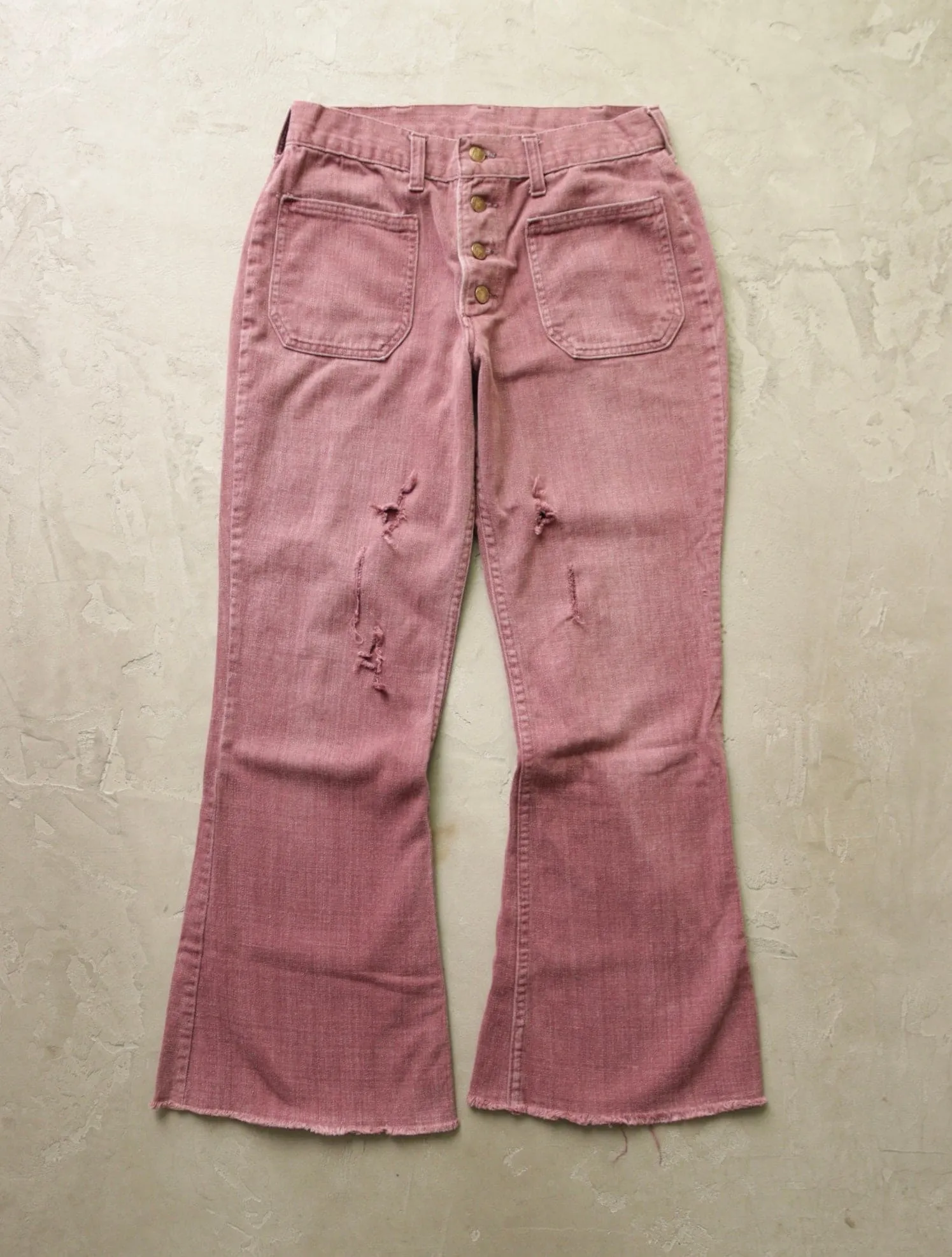 1970S MOLESKIN BUSH DISTRESSED FLARED PANTS