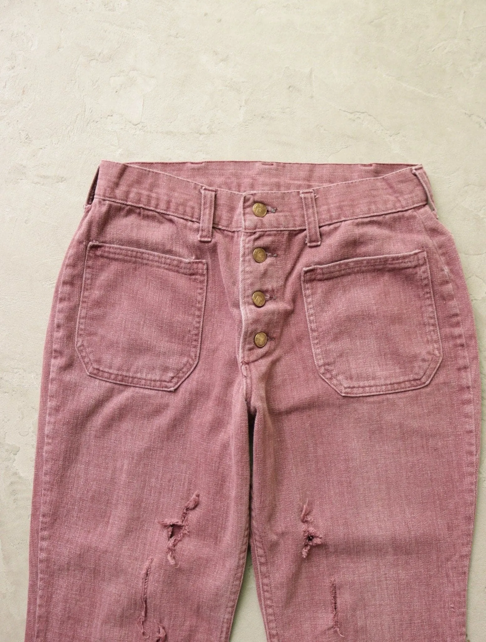 1970S MOLESKIN BUSH DISTRESSED FLARED PANTS