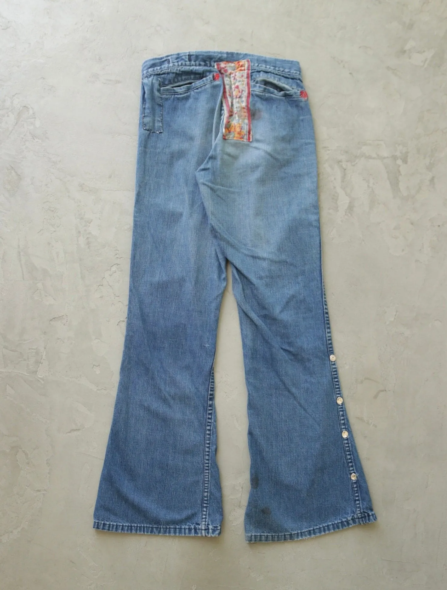 1970S SAILOR HIPPIE FLARED DENIM PANTS