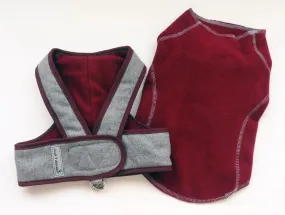 2 PC SET Burgundy Flannel Set Step N Go Harness and Sweater
