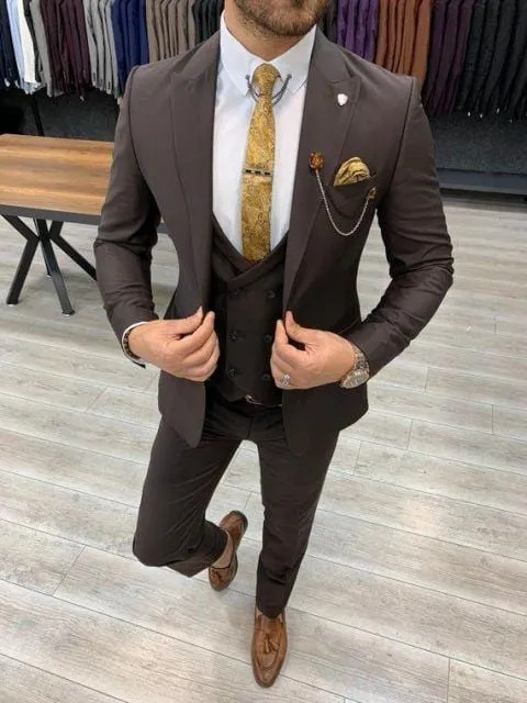 2020 Three Piece Royal Blue Men Suits Peaked Lapel Custom Made Wedding Tuxedos Slim Fit Male Suits (Jacket   Pants   Vest Tie)
