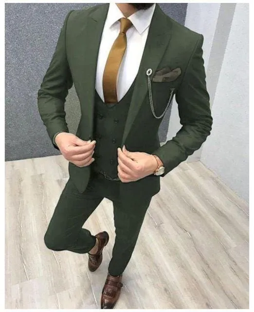 2020 Three Piece Royal Blue Men Suits Peaked Lapel Custom Made Wedding Tuxedos Slim Fit Male Suits (Jacket   Pants   Vest Tie)