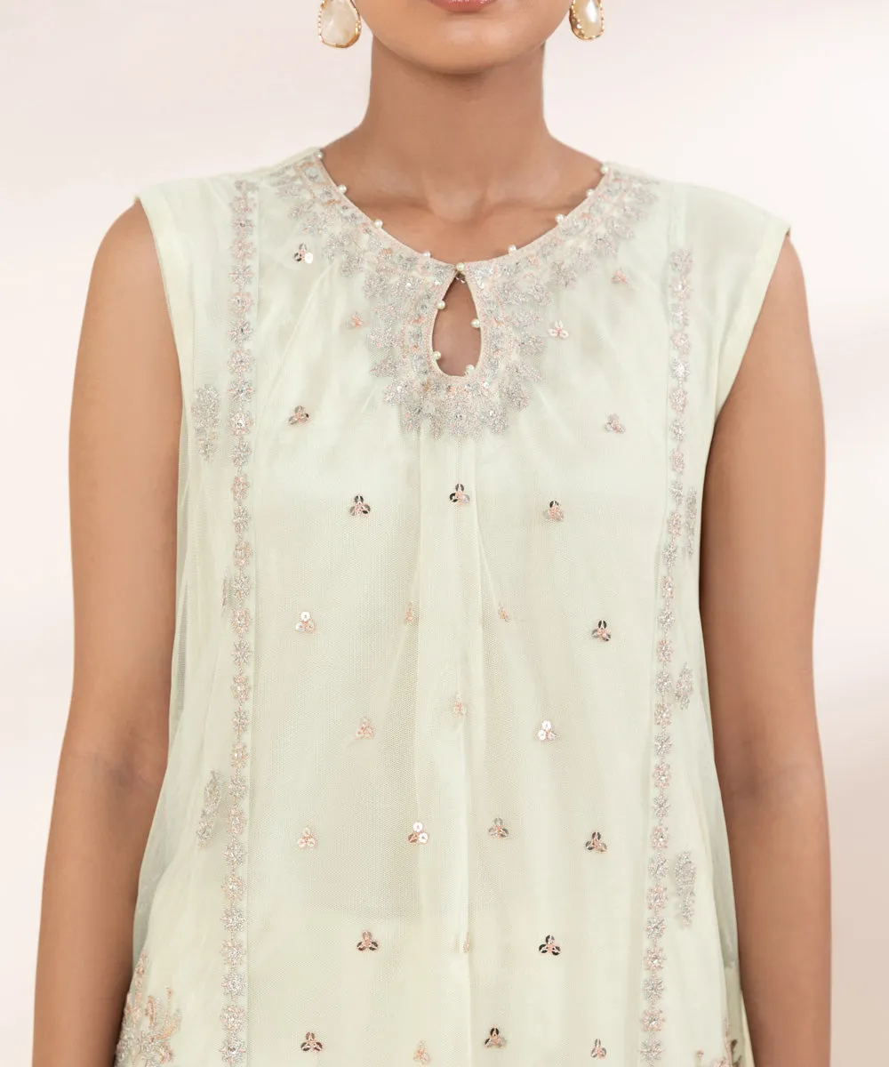 3 Piece - Embroidered Net Suit