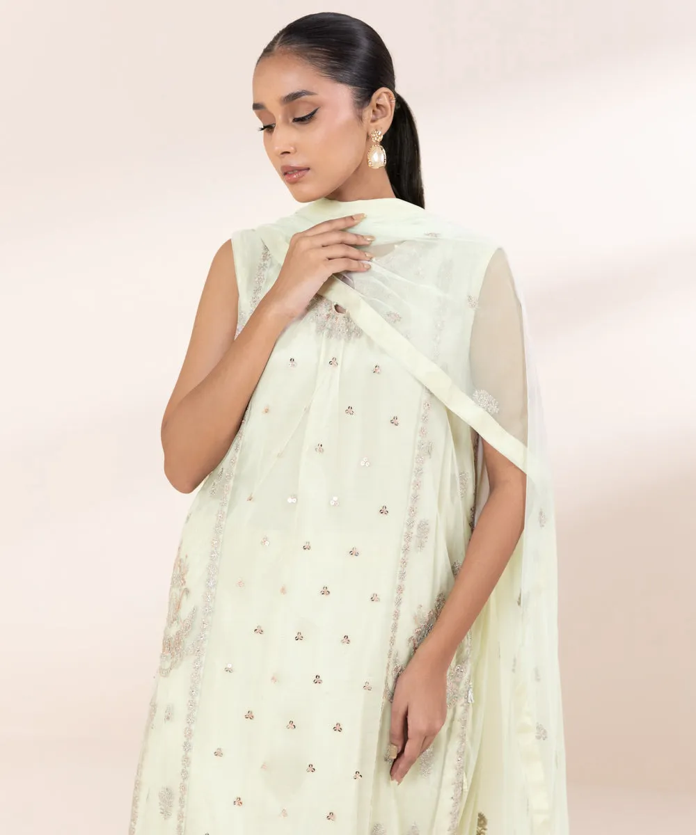3 Piece - Embroidered Net Suit