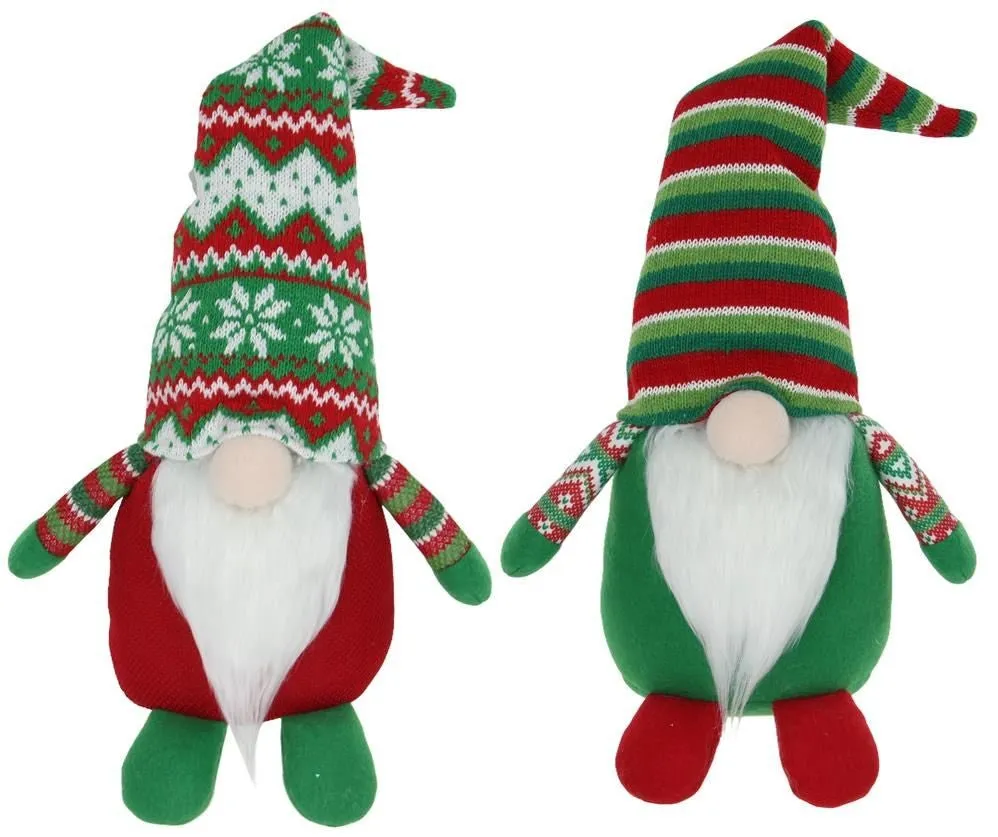 9" Knit Hat Christmas Gnomes: Red/Green/Wht