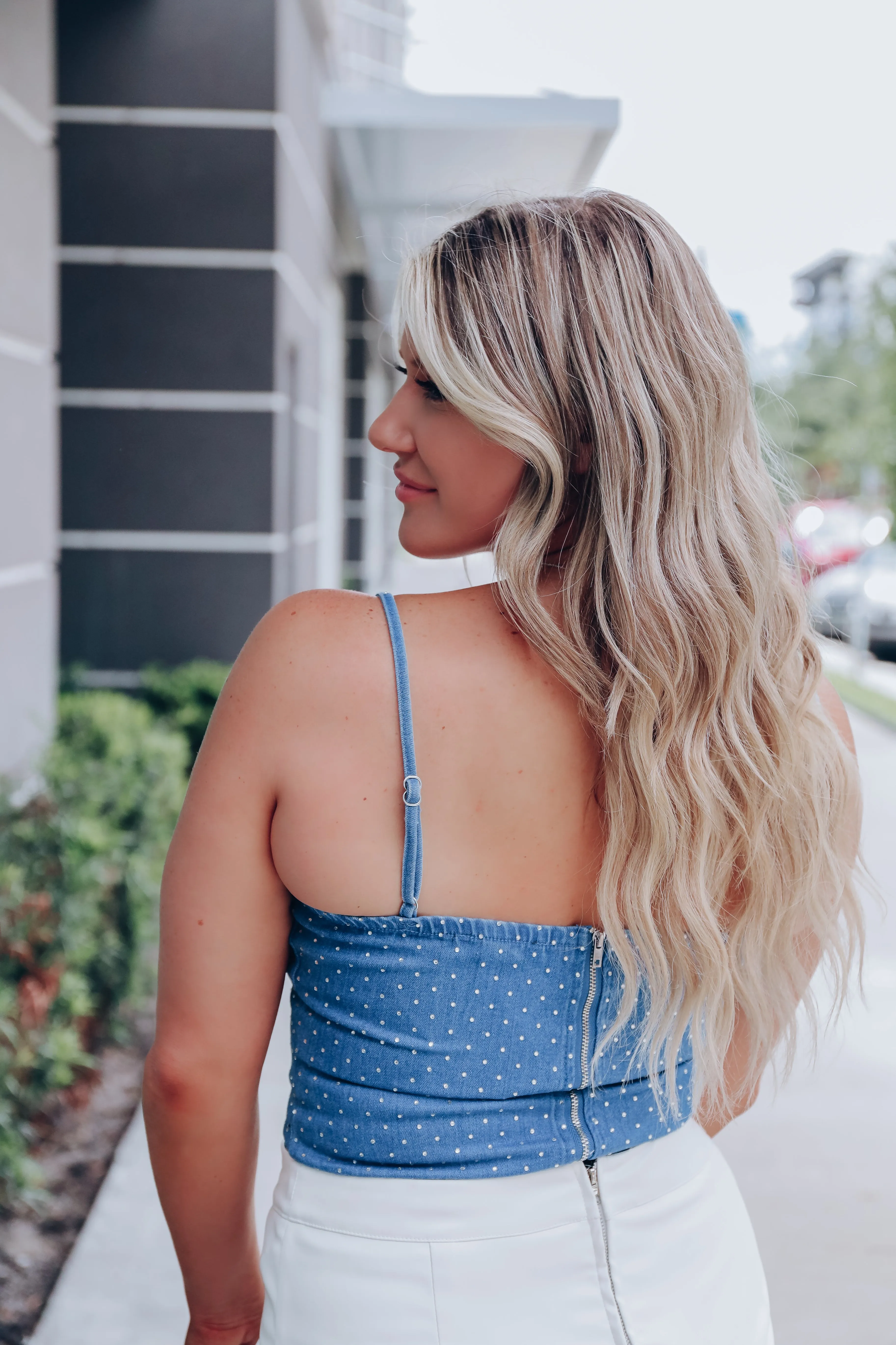 All That Glitters Denim Bodysuit