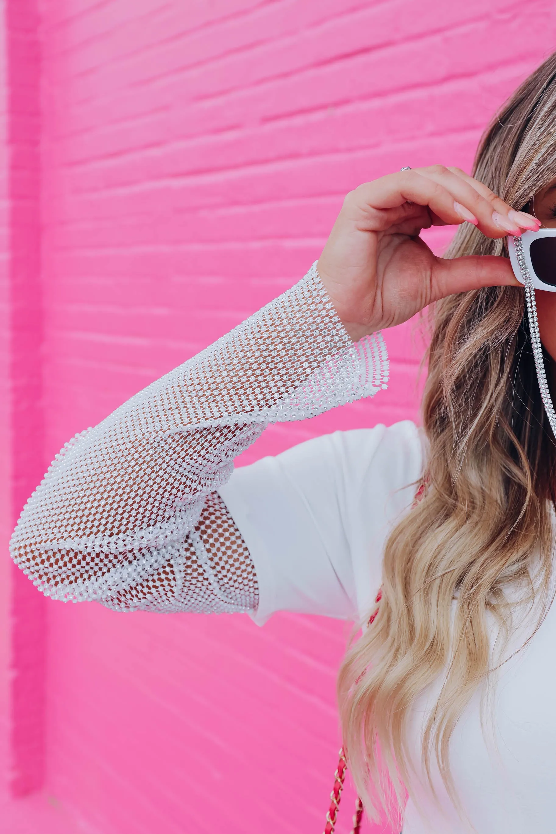 Already Famous Rhinestone Sleeve Bodysuit