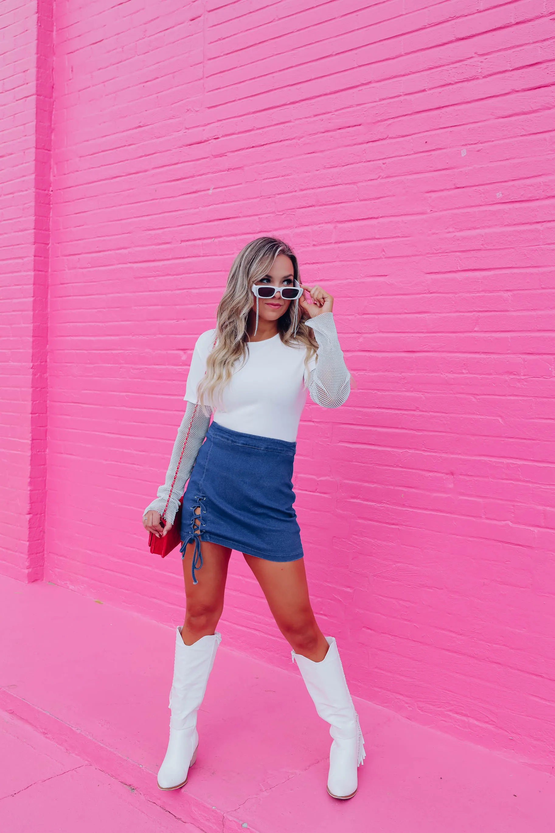 Already Famous Rhinestone Sleeve Bodysuit