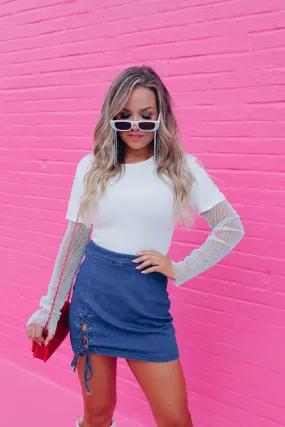 Already Famous Rhinestone Sleeve Bodysuit