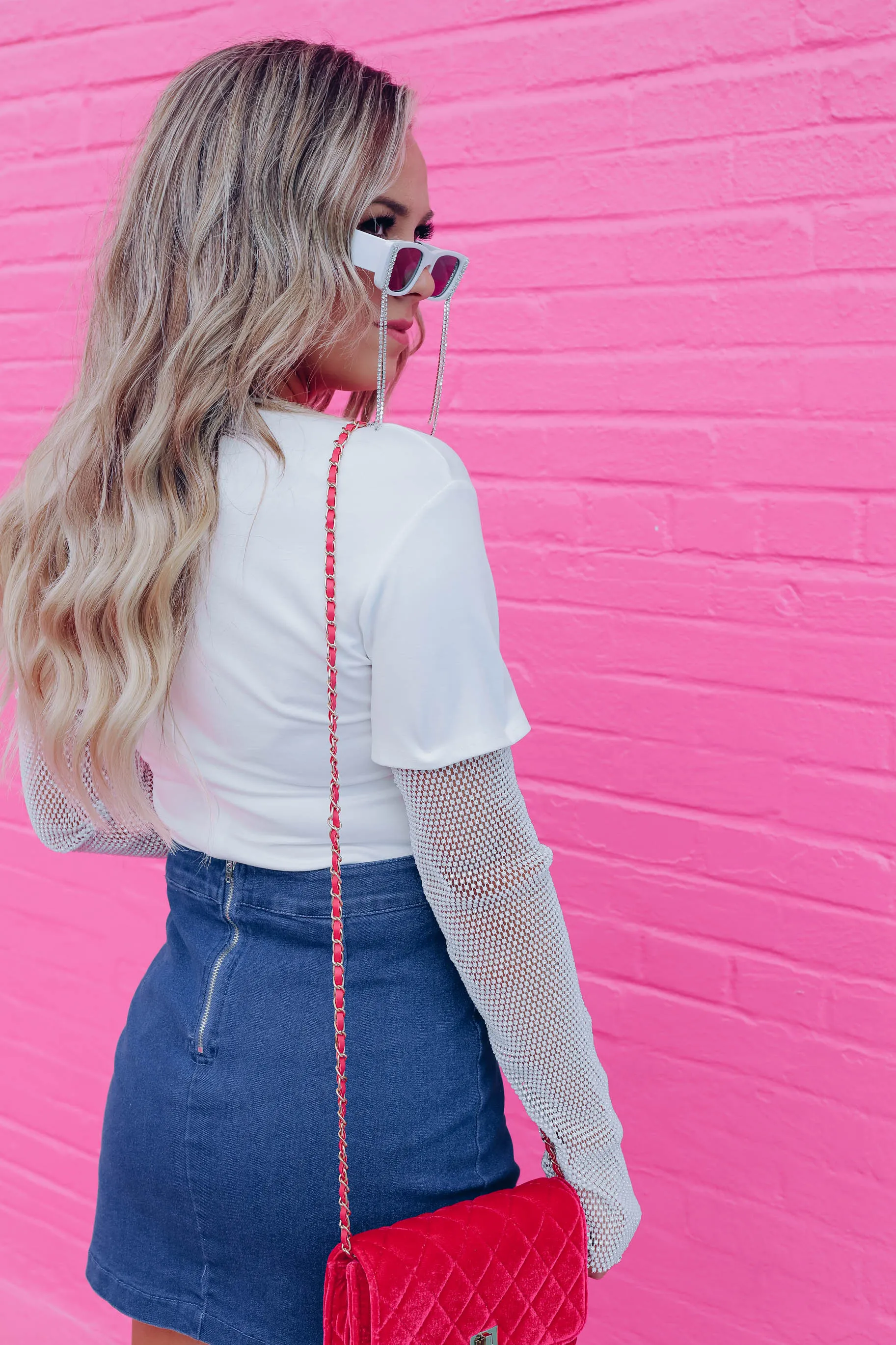 Already Famous Rhinestone Sleeve Bodysuit