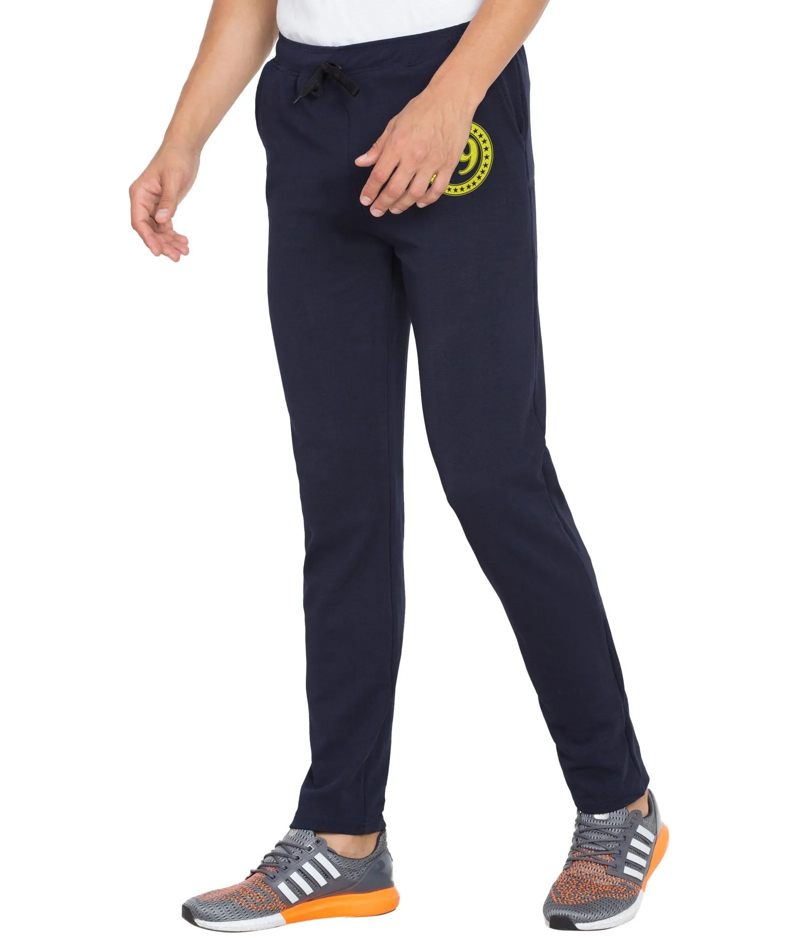 American-Elm Men's Printed Navy Blue Dri Fit Tights, Trackpants for Yoga, Gym and Active Sports Fitness