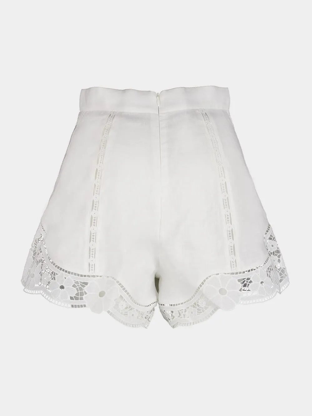 August Broderie Lace Trimmed White Shorts