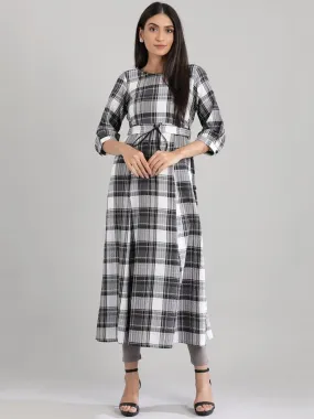AURELIA Black Checked Empire Midi Dress