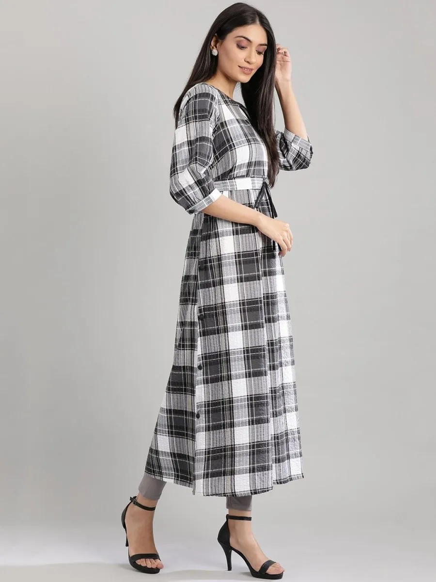 AURELIA Black Checked Empire Midi Dress