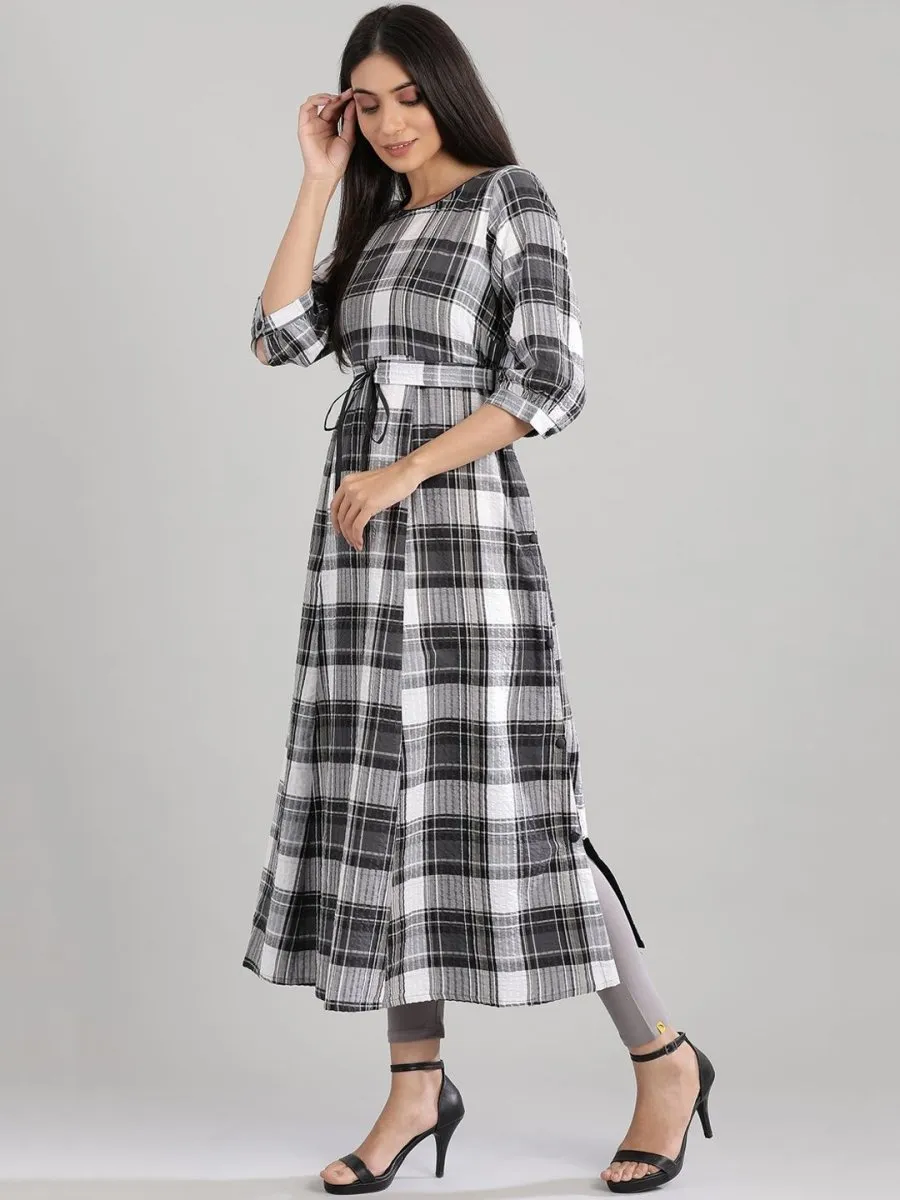 AURELIA Black Checked Empire Midi Dress