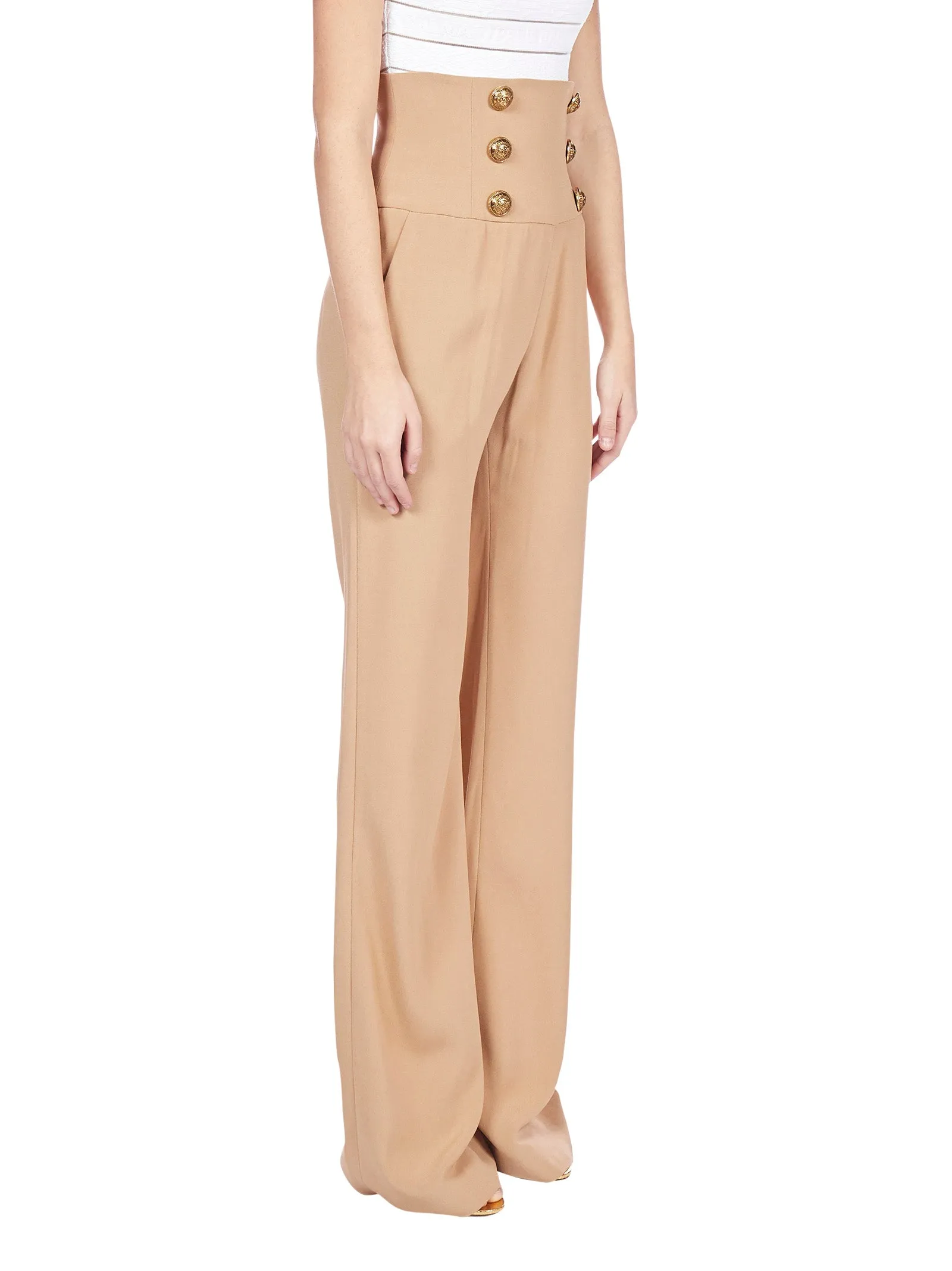 Balmain Button Detail High-Waisted Flared Pants