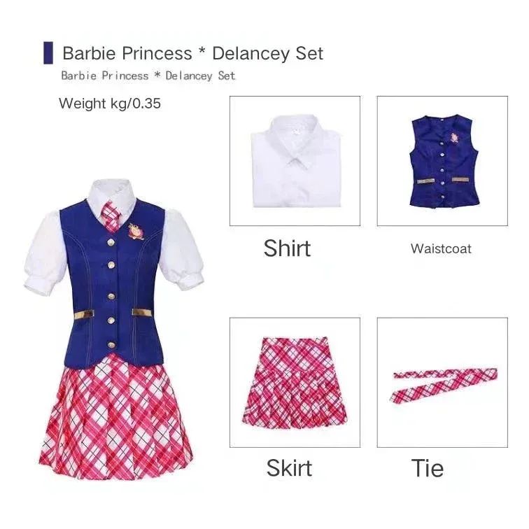 Barbie Top Uniform Halloween Princess School Skirt Carnival Party Outfit
