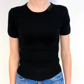 Black Bow Detail Cashmere Short Sleeve Jumper Extra Small