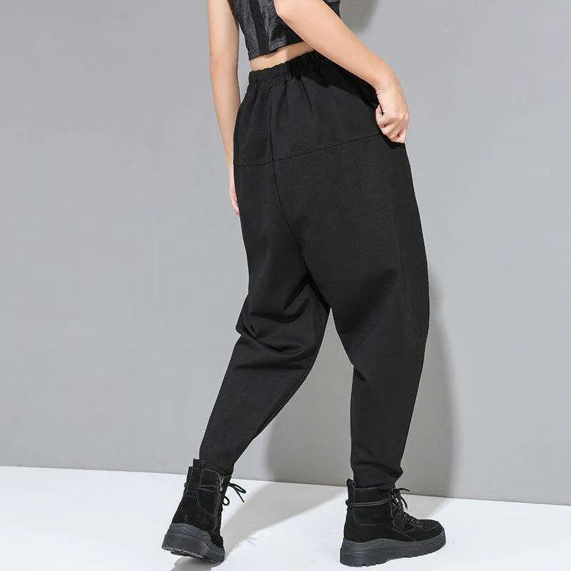 Black Cotton Harem Pants Women