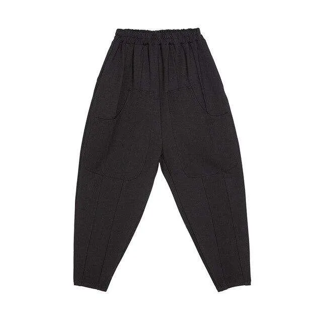 Black Cotton Harem Pants Women