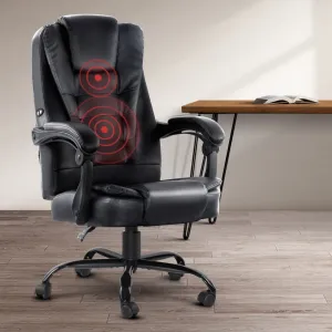 Black PU Leather Massage Office Chair, Reclining - Artiss
