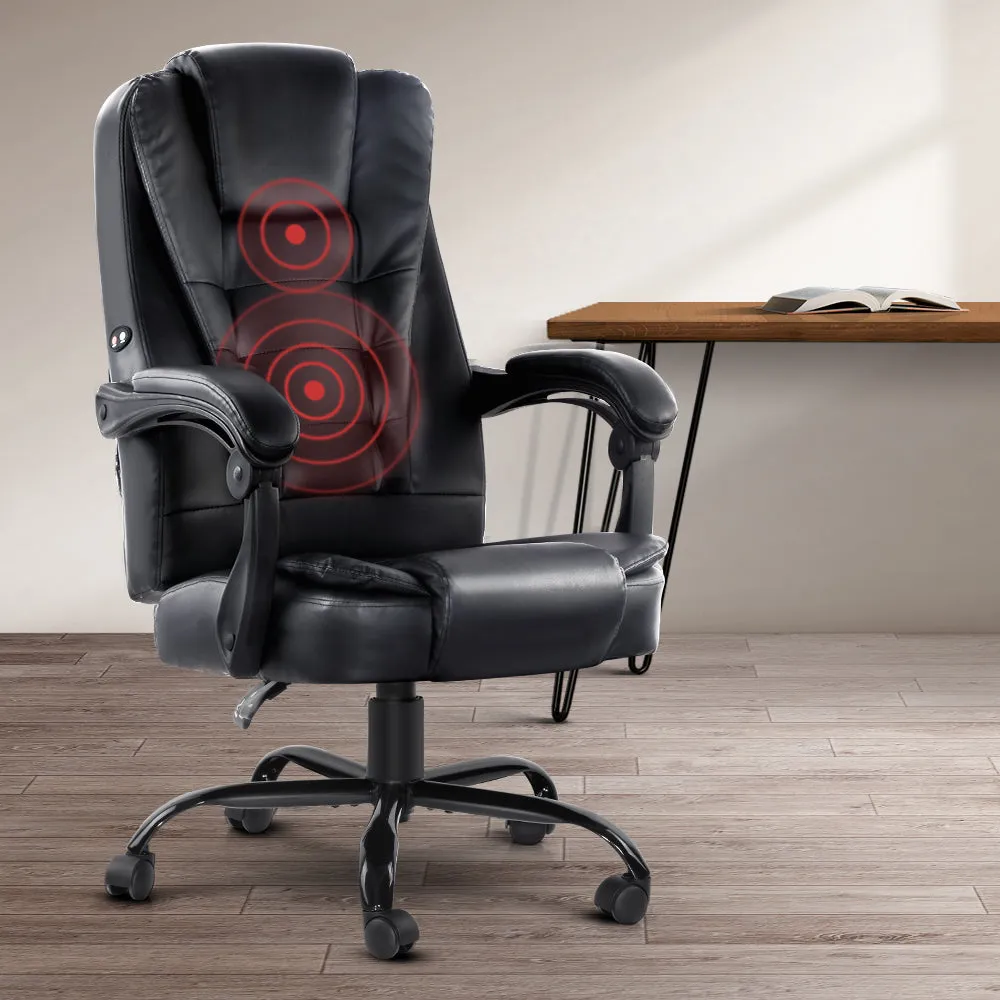 Black PU Leather Massage Office Chair, Reclining - Artiss