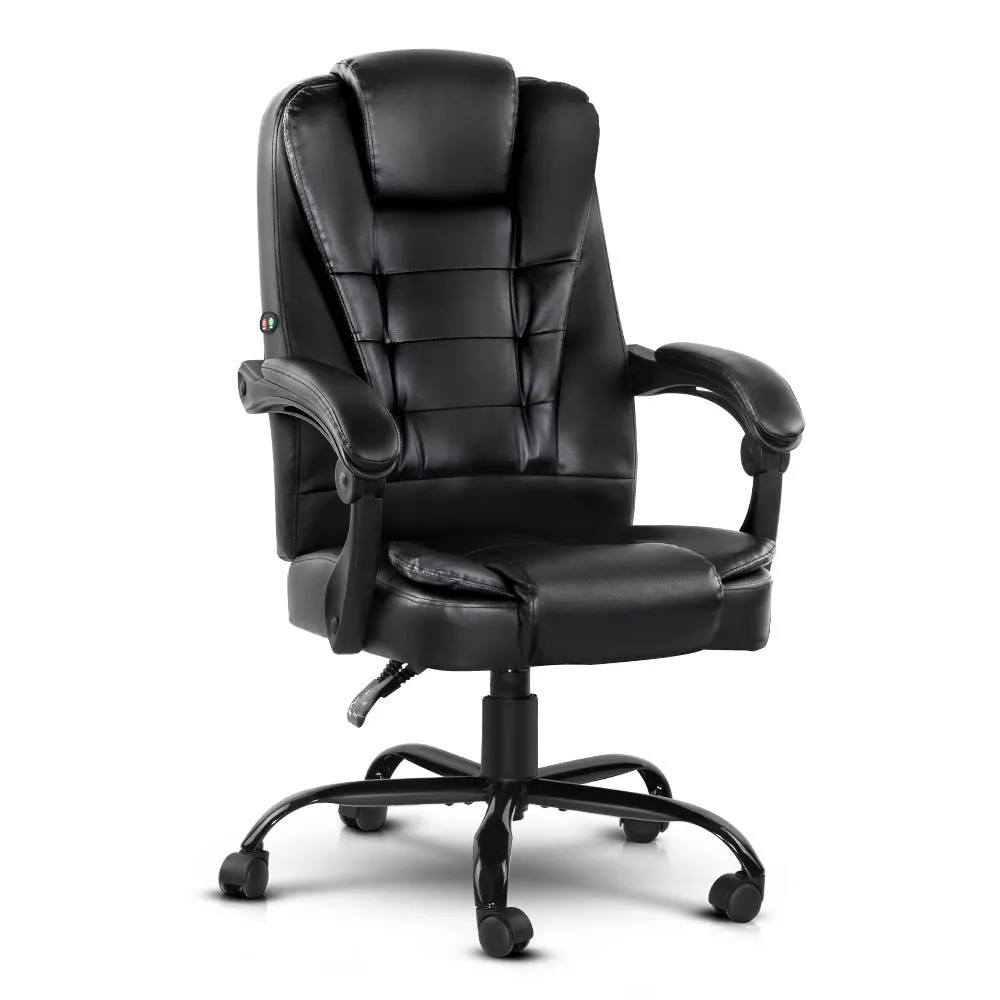Black PU Leather Massage Office Chair, Reclining - Artiss