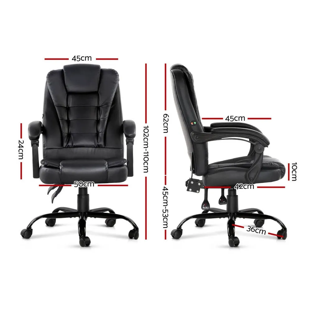 Black PU Leather Massage Office Chair, Reclining - Artiss