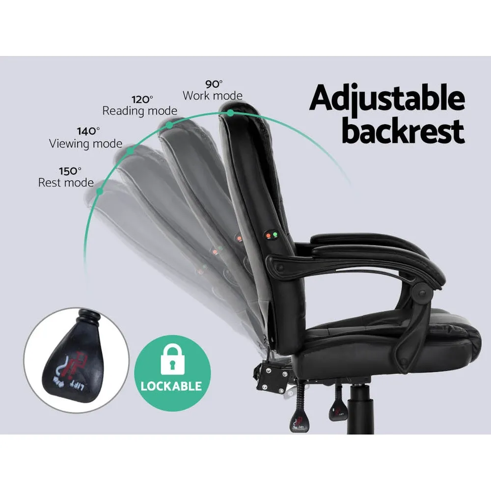 Black PU Leather Massage Office Chair, Reclining - Artiss