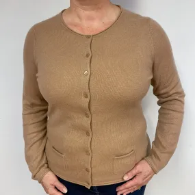 Butterscotch Brown Cashmere Crew Neck Cardigan Large