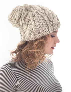 Cabled Tassel Hat Pattern (Knit)