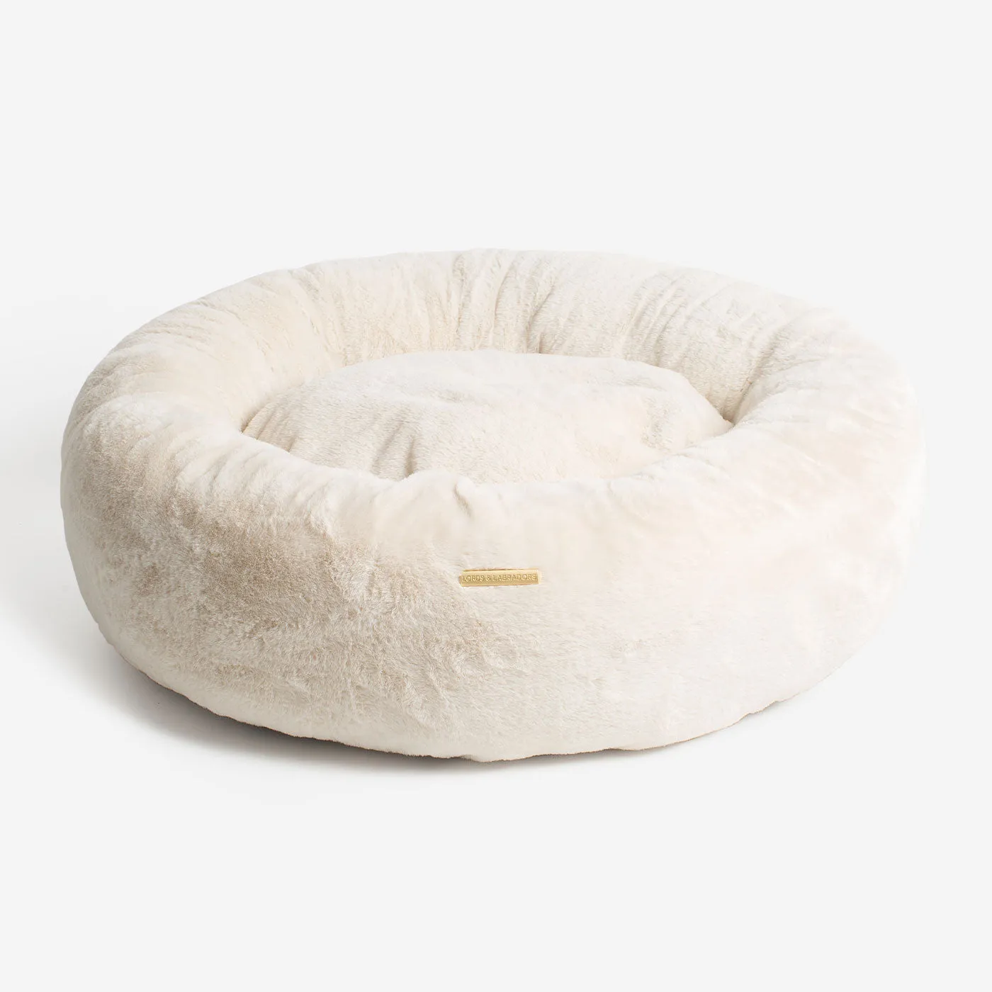 Calming Anti-Anxiety Donut Bed in Cream Faux Fur by Lords & Labradors