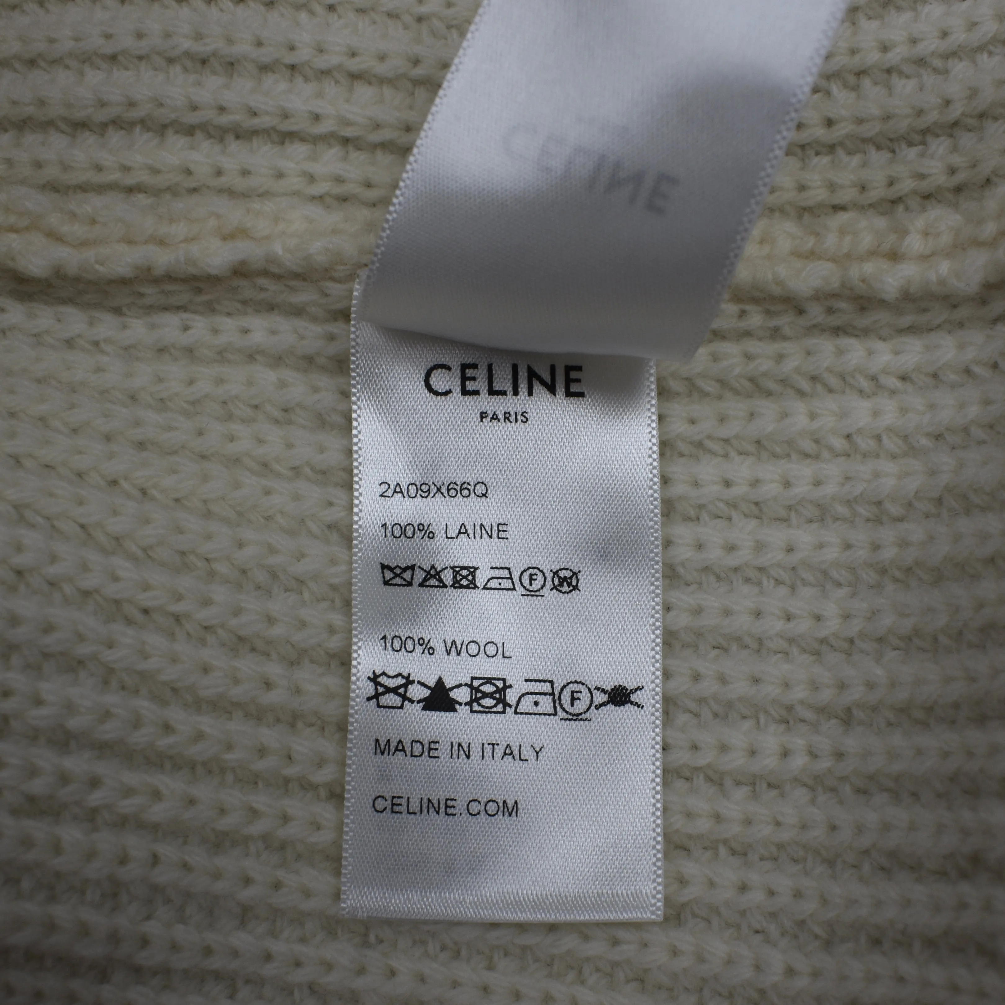 Celine - Cream Wool Sequin Logo Sweater