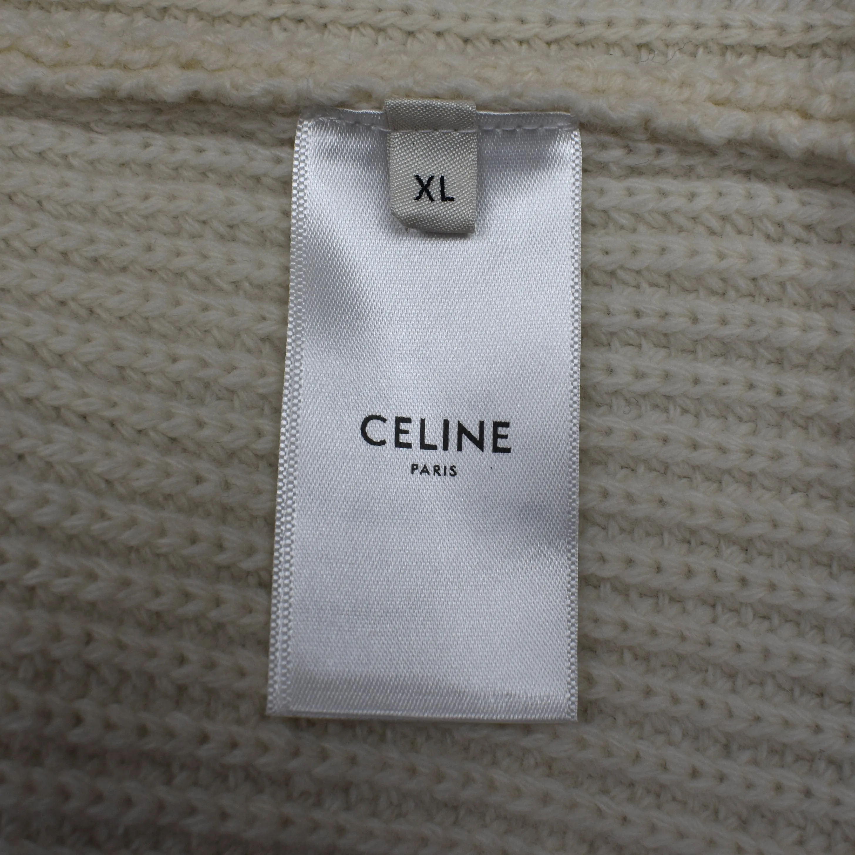 Celine - Cream Wool Sequin Logo Sweater