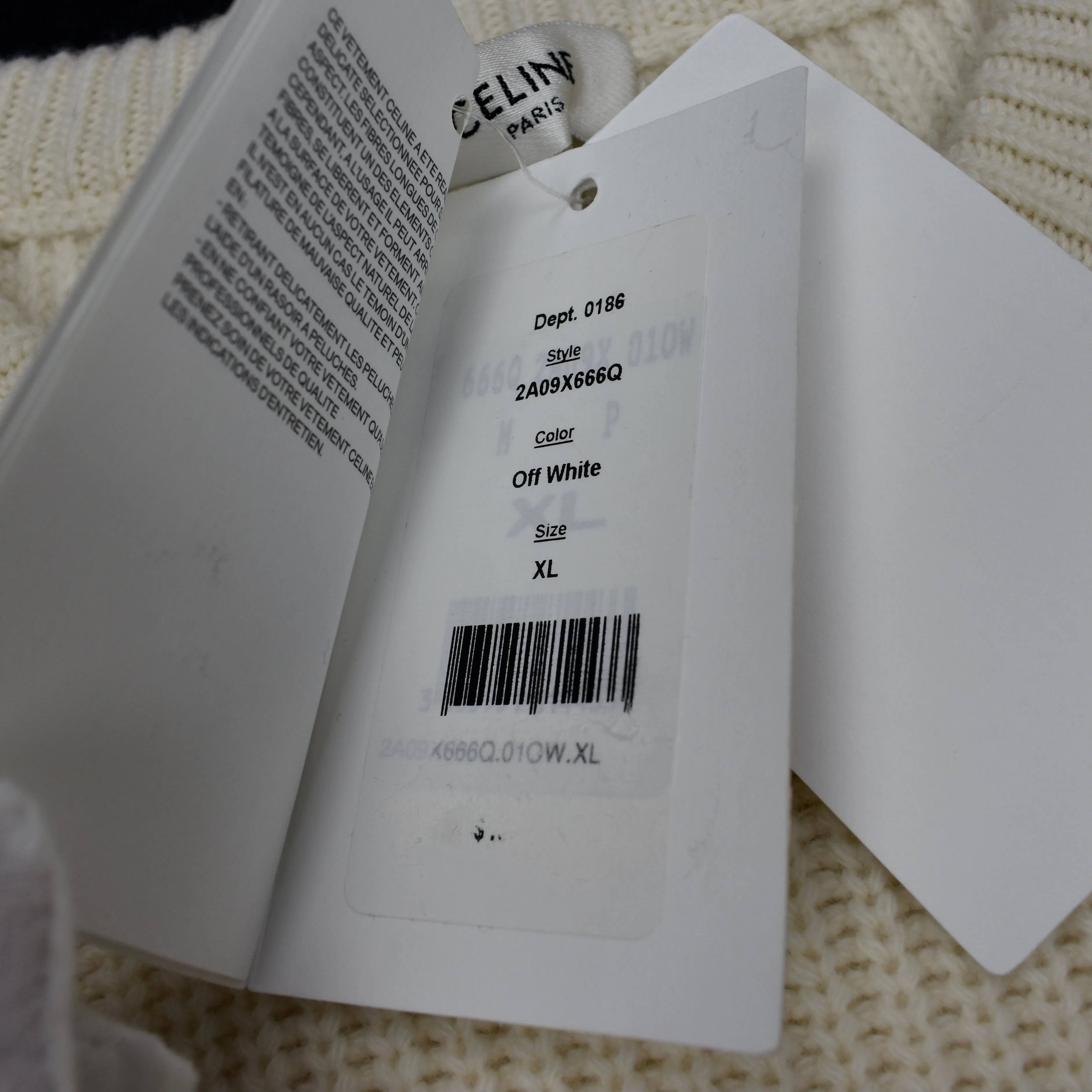 Celine - Cream Wool Sequin Logo Sweater