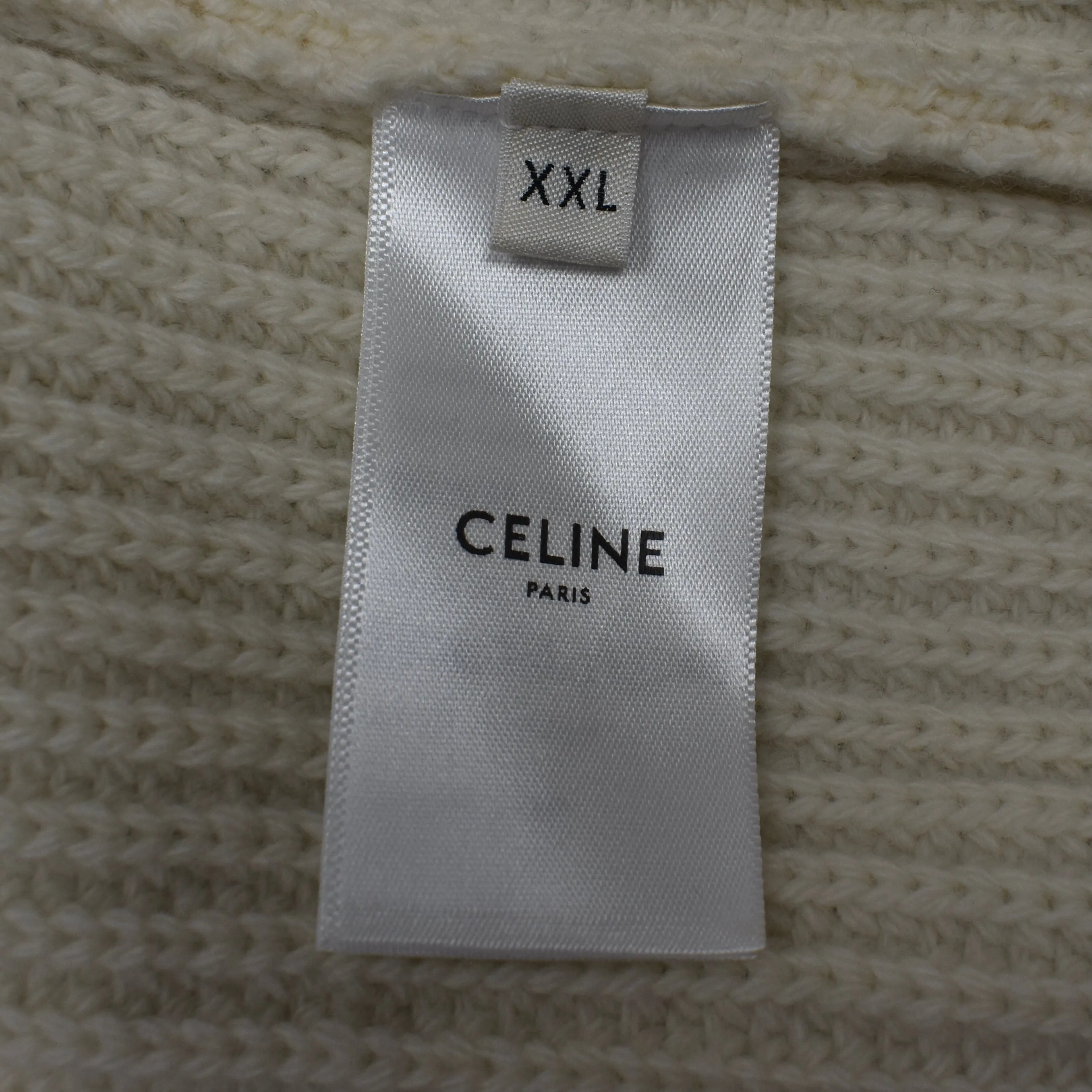 Celine - Cream Wool Sequin Logo Sweater