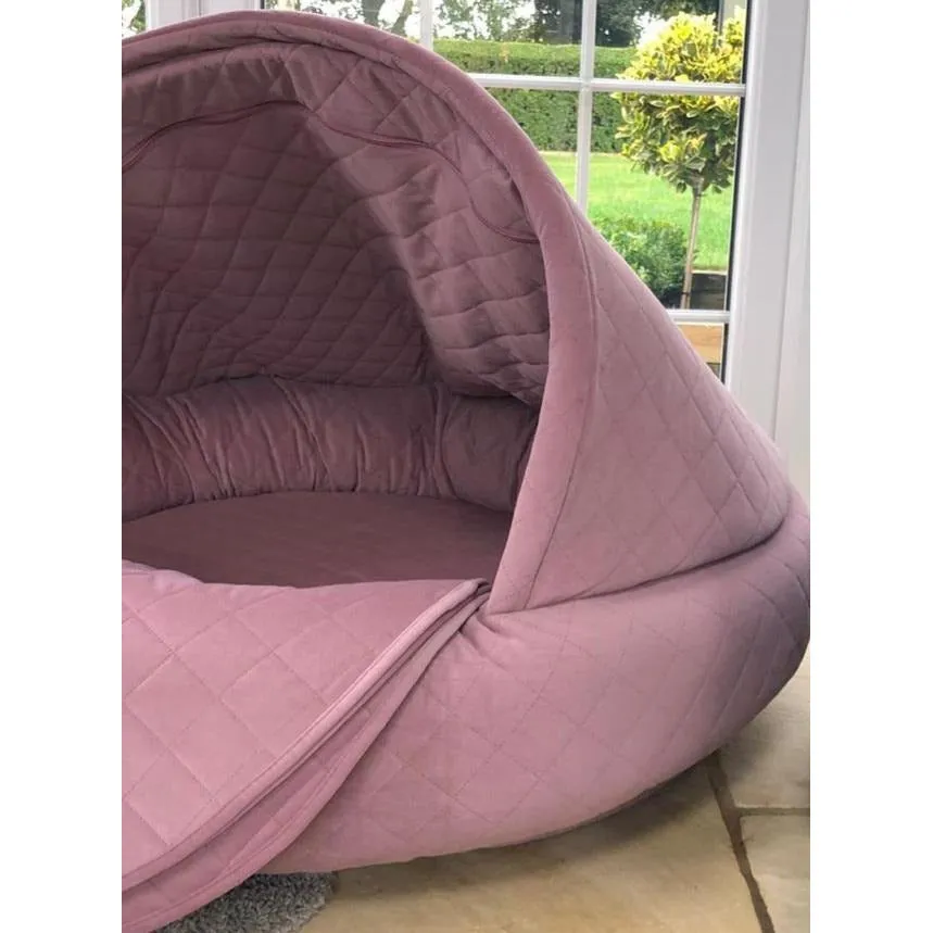 Collared Creatures Pink Quilted Velour Deluxe Comfort Cocoon Dog Cave Bed