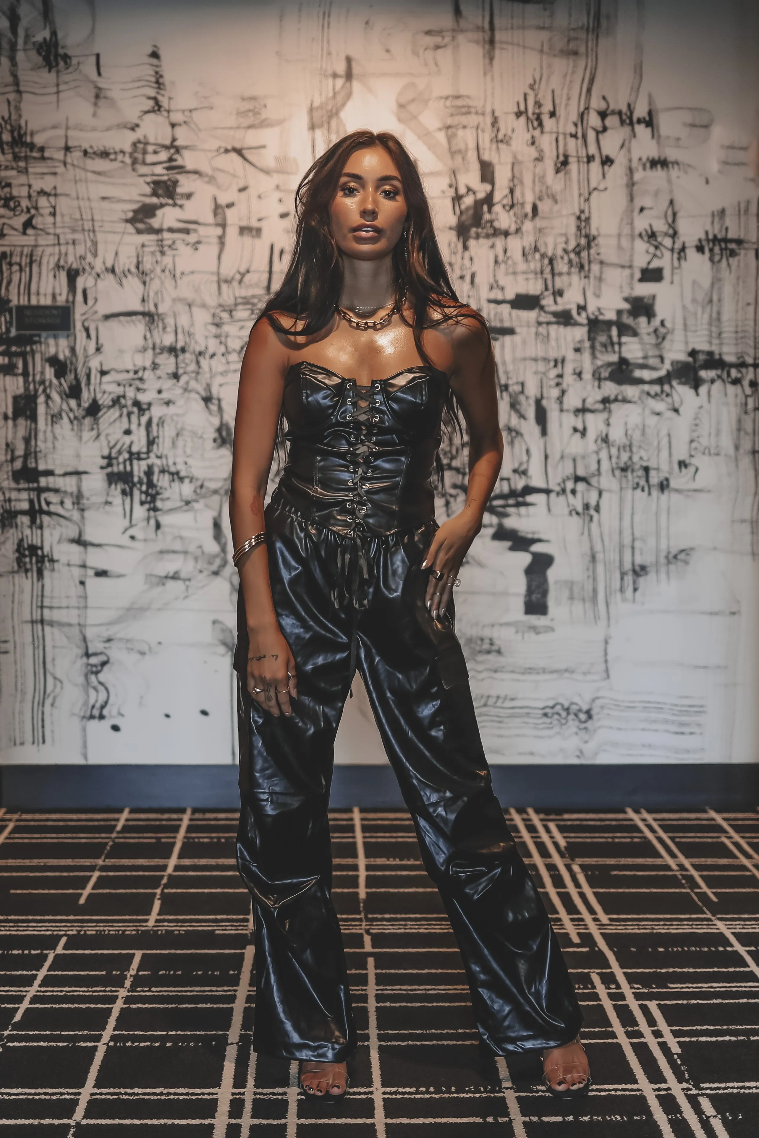 DEAL My Fit Bad Black Leather Corset
