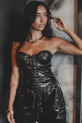 DEAL My Fit Bad Black Leather Corset