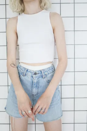 Denim Classic Fit-Flat Shorts