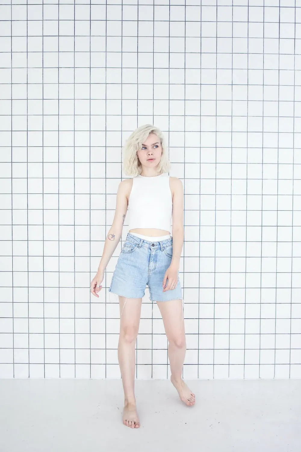 Denim Classic Fit-Flat Shorts