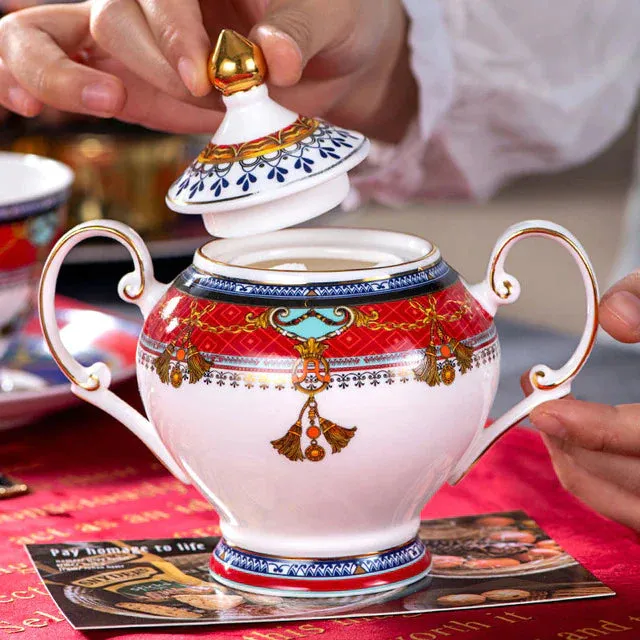 Elegant Luxury Hand Made Fine Porcelain Bone China Gold Plated Coffee or Tea Set To Serve 4