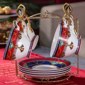 Elegant Luxury Hand Made Fine Porcelain Bone China Gold Plated Coffee or Tea Set To Serve 4