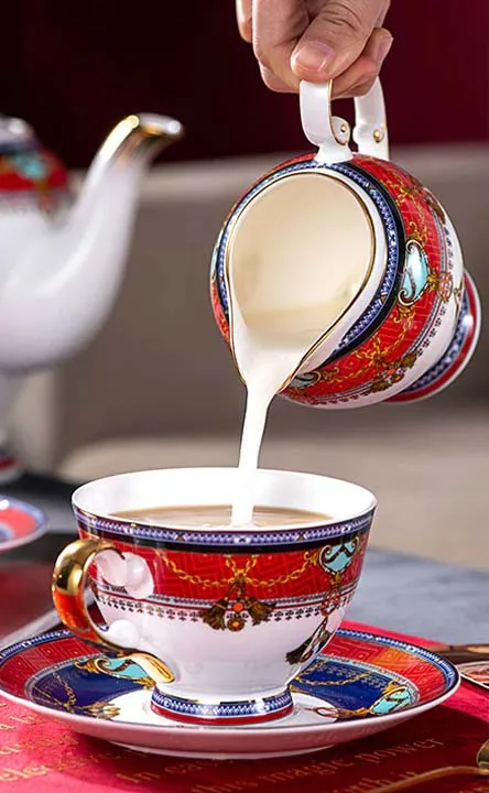 Elegant Luxury Hand Made Fine Porcelain Bone China Gold Plated Coffee or Tea Set To Serve 4