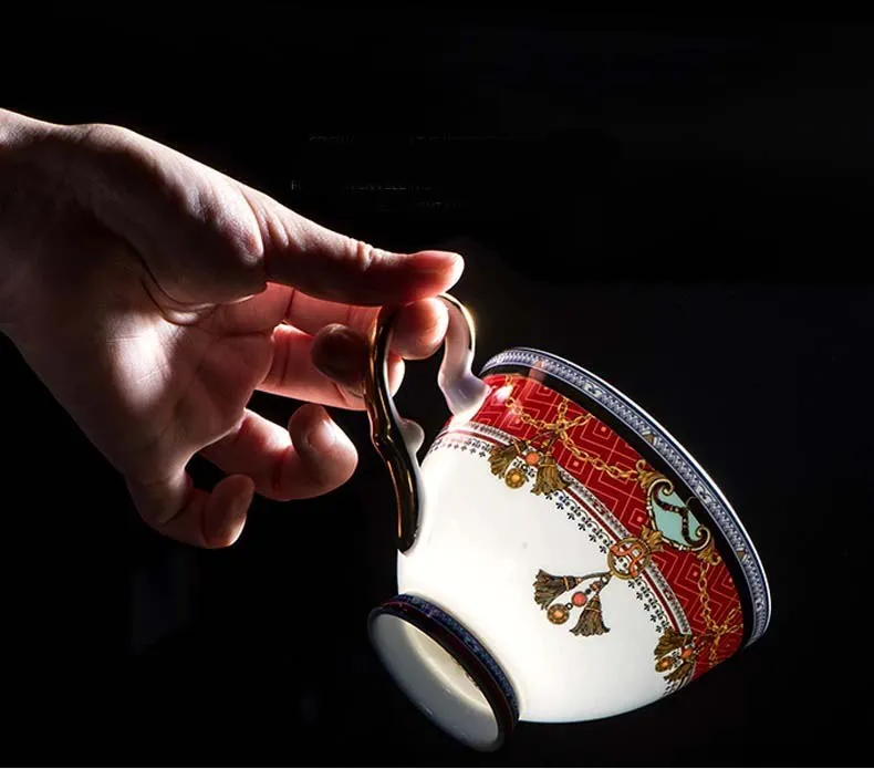 Elegant Luxury Hand Made Fine Porcelain Bone China Gold Plated Coffee or Tea Set To Serve 4
