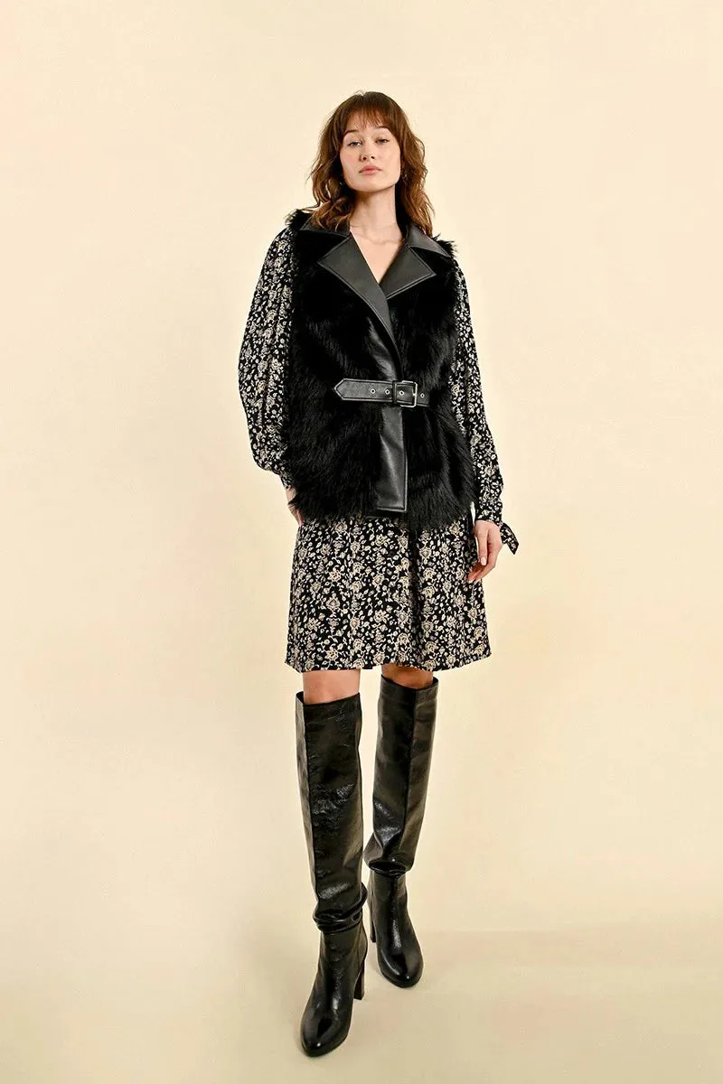 Faux Fur Vest - Black