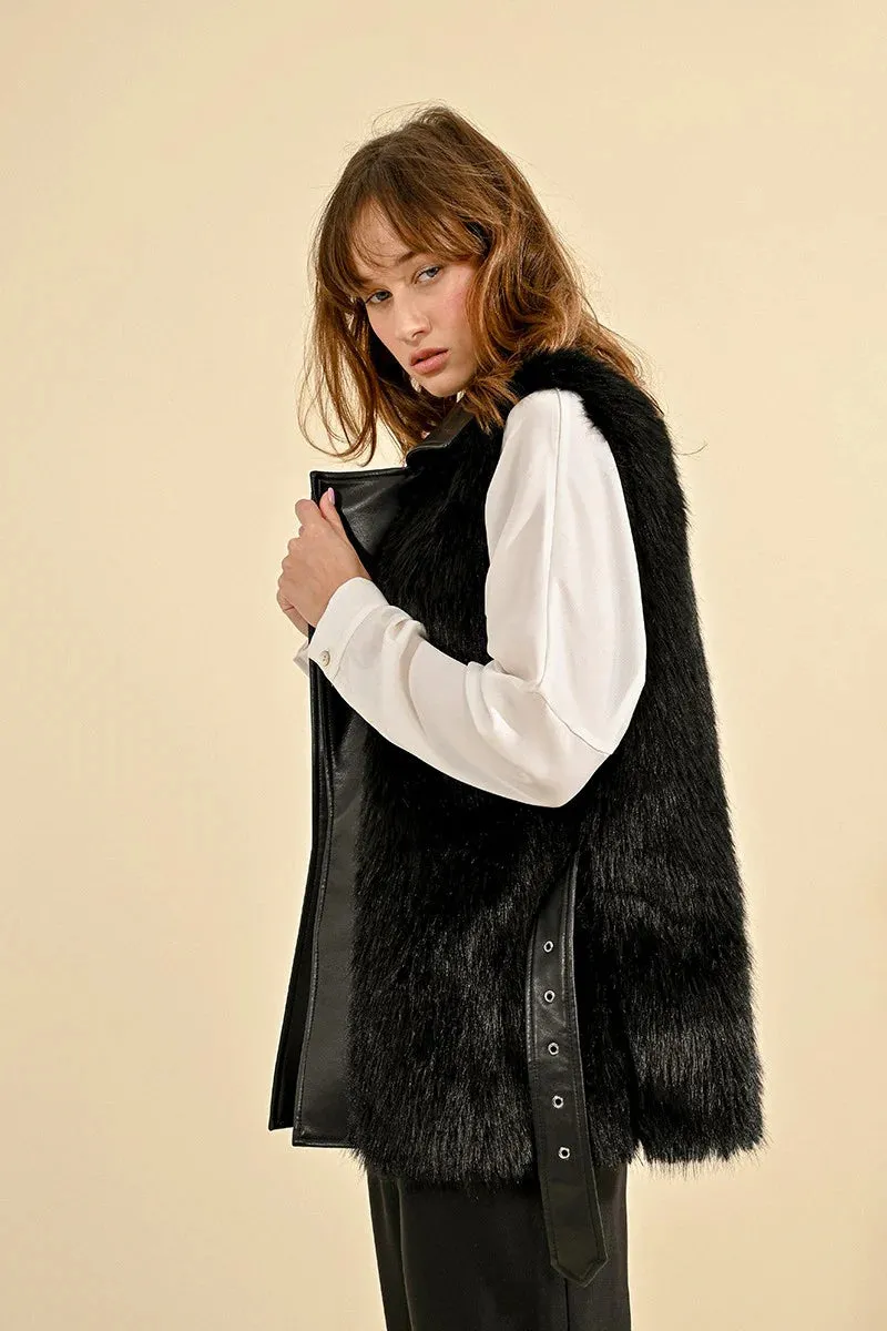 Faux Fur Vest - Black