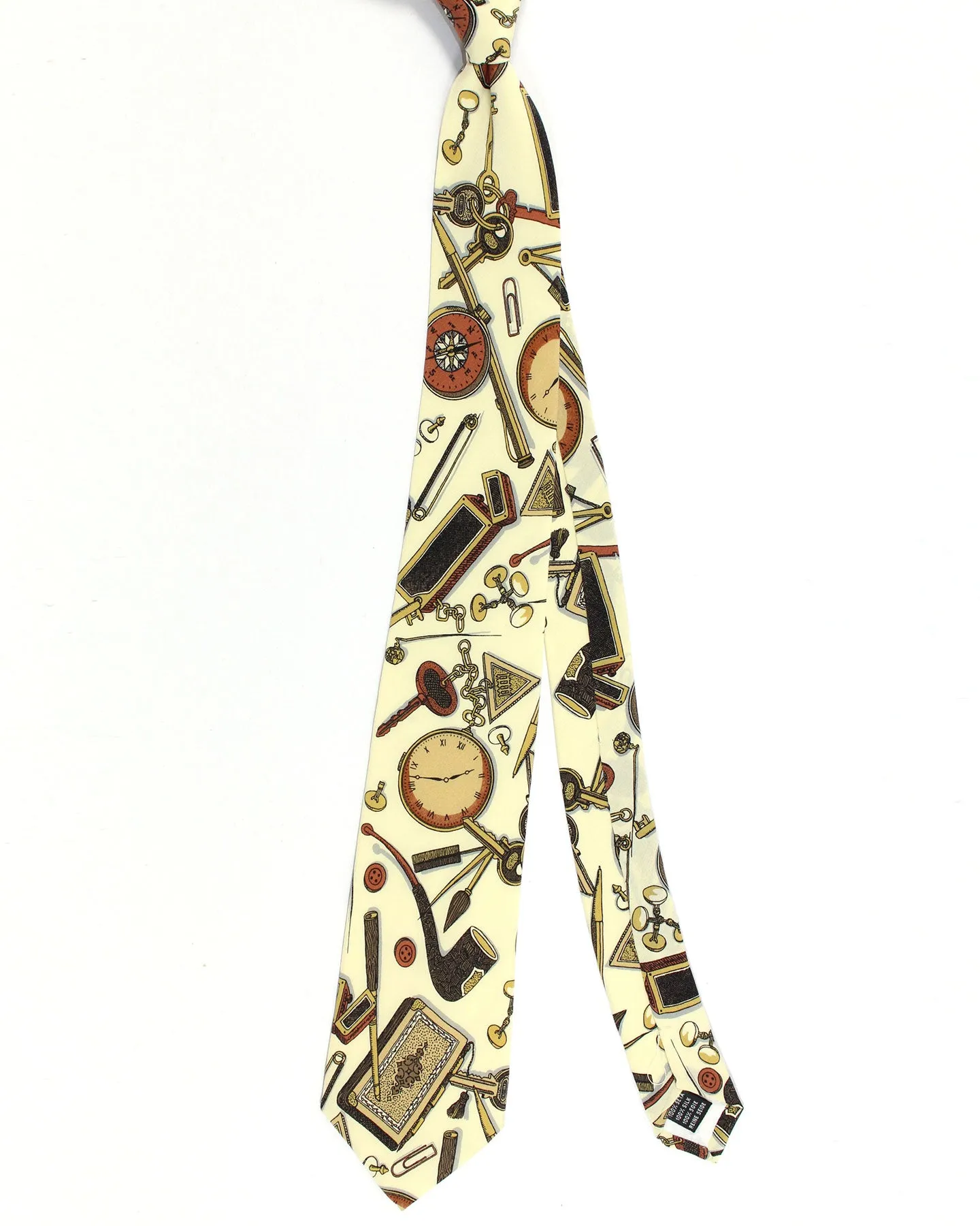 Fornasetti Silk Tie Ivory Brown Luxury Italian Men Accessories Design