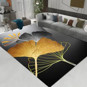 Golden Lives Modern Luxury Geometric Design Polyester Indoor Area Rug Carpet