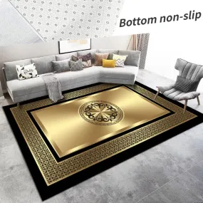 Golden Modern Medusa Flower Carpet Luxury Non-Slip Floor Mat Rug Carpet